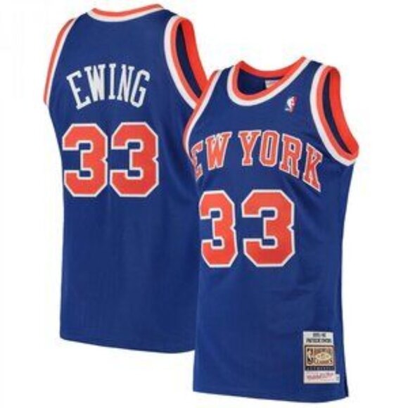 Mens Patrick Ewing Stitched Throwback Edition Blue Jersey